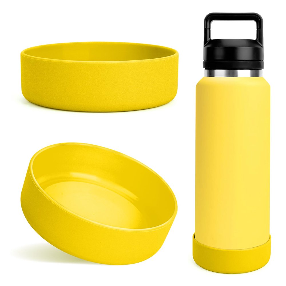 Linkidea Water Bottle Boot Compatible with YETI Rambler Bottle 36oz, Yonder 50oz, Silicone Anti-Slip Water Bottle Bottom Sleeve Cover Protector, Bottle Bumper (Alpine Yellow / 2 Pack), CPS-044-05