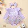 Pivanzore Newborn Baby Girl Clothes Toddler Knit Long Sleeve Ruffle Romper Infant Skirt Set Little Girl Mesh Romper Dress (PURPLE f, 6-12 Months) view 2