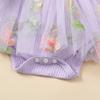 Pivanzore Newborn Baby Girl Clothes Toddler Knit Long Sleeve Ruffle Romper Infant Skirt Set Little Girl Mesh Romper Dress (PURPLE f, 6-12 Months) view 4