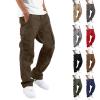 NineFit Basics Men's Woven Cargo Pants Multiple Pockets Drawstring Sweatpants Lightweight Outdoor Work Pants Comfor tHiking Pants Dark Gray, 4X-Large view 3