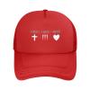 1 Cross 3 Nails 4 Given Christian Cross Trucker Hat - Mesh Baseball Snapback Cap for Men Or Women Outdoors Red view 1