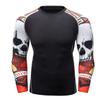 F.Q Yuqee Men's Soft Fit Long Sleeve Workout Rashguard Cool Dry Compression Fitness Shirt Red Skull M view 1