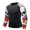 F.Q Yuqee Men's Soft Fit Long Sleeve Workout Rashguard Cool Dry Compression Fitness Shirt Red Skull M view 2
