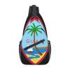 ODSLFHJD Seal Of Guam Sling Backpack Chest Daypack Crossbody Crossbody Shoulder Bags For Travel Sports Running Hiking, Black view 1