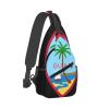 ODSLFHJD Seal Of Guam Sling Backpack Chest Daypack Crossbody Crossbody Shoulder Bags For Travel Sports Running Hiking, Black view 2