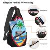 ODSLFHJD Seal Of Guam Sling Backpack Chest Daypack Crossbody Crossbody Shoulder Bags For Travel Sports Running Hiking, Black view 4
