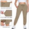 TACVASEN Joggers for Women Lightweight Quick Dry Hiking Pants with Pockets Athletic Casual Water Resistant Khaki M view 4
