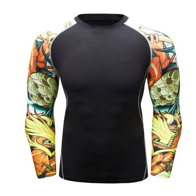 F.Q Yuqee Men's Soft Fit Long Sleeve Workout Rashguard Cool Dry Compression Fitness Shirt Fighting XL