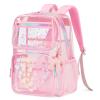 Lovely Clear Backpack for School Girls, Heavy Duty TPU Transparent Backpack Stadium Events Approved, Clear Bookbag, Pink view 1