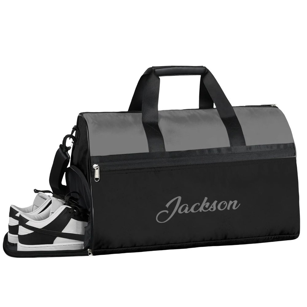 Custom Large Duffel Bags for Men Women Overnight Bags Adults Gym Duffel Bag for Training Soccer Swim Yoga Travel Grey