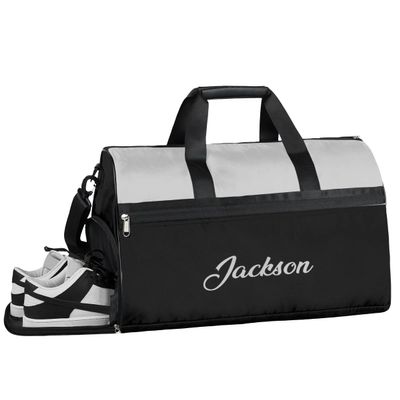 Custom Large Duffel Bags for Men Women Overnight Bags Adults Gym Duffel Bag for Training Soccer Swim Yoga Travel Light Grey