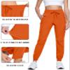TACVASEN Womens Joggers with Pockets Lightweight Quick Dry Hiking Pants Athletic Workout Running Summer Orange L view 3