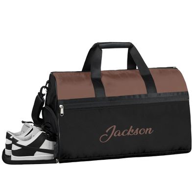 Customizable Large Gym Duffel Bag for Men Women Football Bags for Equipment Weekender Carry on Duffle Bags Brown
