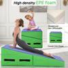 Cheese Wedge Gymnastics Mat,48x24 Inch Folding Gymnastic Tumbling Mat with Handle,Indoor/Outdoor Cheese Mat for Gymnastics,Home Gym Exercise,Blue Incline Gymnastics Mat with Non-Slip view 3