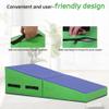 Cheese Wedge Gymnastics Mat,48x24 Inch Folding Gymnastic Tumbling Mat with Handle,Indoor/Outdoor Cheese Mat for Gymnastics,Home Gym Exercise,Blue Incline Gymnastics Mat with Non-Slip view 4