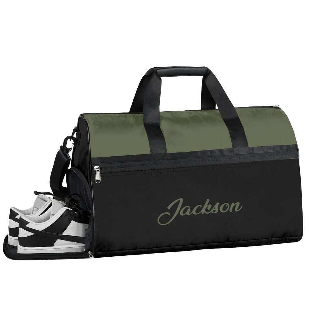 Custom Large Duffel Bags for Men Women Overnight Bags Adults Gym Duffel Bag for Training Soccer Swim Yoga Travel Dark Green