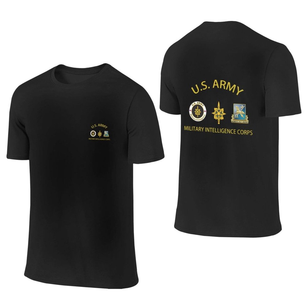 WOLEN Us Army Military Intelligence Corps Veteran Men's T-Shirt Casual Short Sleeved T-Shirt