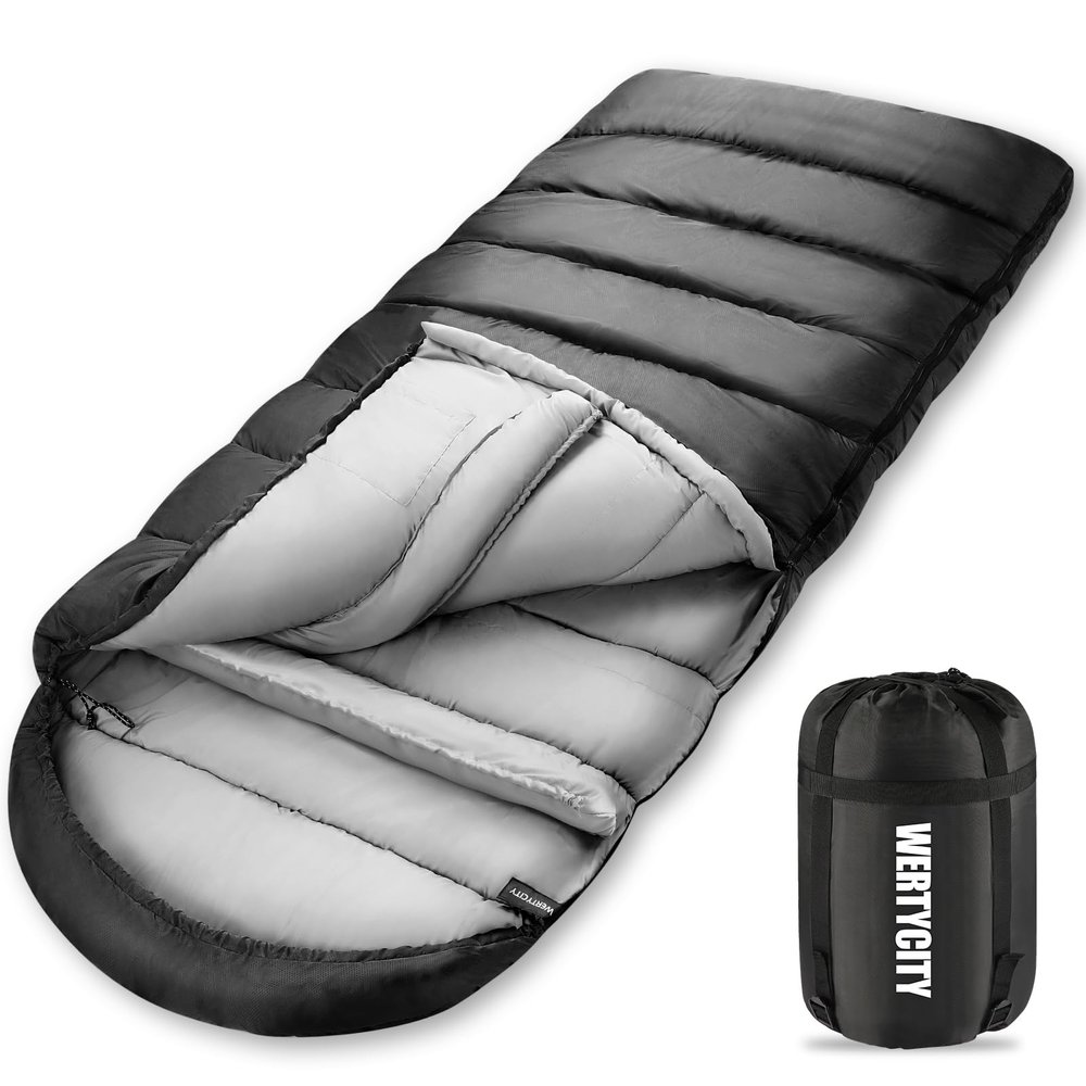 WERTYCITY Sleeping Bags for Adults Cold Weather & Warm, Lightweight Compact Camping Backpacking Sleeping Bag for Kids Girls Boys with Compression Sack for Outdoor & Indoor