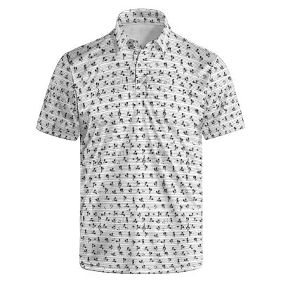 AYUNIX Golf Shirts for Men Music Note Funny Education Polo Shirts Short Sleeve Moisture Wicking Performance Golf Polos