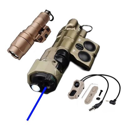 Metal MW C1+ Box Laser Sight(with Blue Aiming Laser+IR+IR Fill Light+ LED Flashlight),& M300A Strong Flashlight & Modular Dual Remote Pressure Switch(SF+2.5 Plug) Combo,Tan