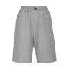 bawilom Cotton Linen Shorts for Women Loose Fit Knee Length Bermuda Shorts Casual Wide Leg Elastic Waist Workout Short+s Gray view 3