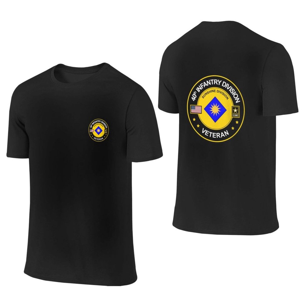 40th Infantry Division Veteran Men's T-Shirt Casual Short Sleeved T-Shirt Black