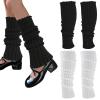 Abeillo Leg Warmers, 2Pairs Kawaii Knit Stretchy Leg Warmer for Women Leg Sculpting, Fall/Winter Womens Leg Sleeves Y2k Fashion Kawaii Accessorie (Black&White) view 1