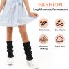 Abeillo Leg Warmers, 2Pairs Kawaii Knit Stretchy Leg Warmer for Women Leg Sculpting, Fall/Winter Womens Leg Sleeves Y2k Fashion Kawaii Accessorie (Black&White) view 4