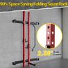 GarveeLife Folding Squat Rack for Home Gym, 2.36 in x 2.36 in Folding Power Rack with Pull Up Bar, J Hooks and Landmine Attachments, 1000 LBS Capacity Wall Mounted Squat Rack, Space Saving Weight Cage view 3