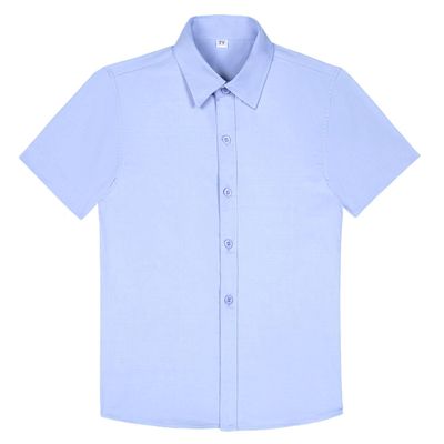 Boys Bluey Button Down Shirt Short Sleeve Kids Light Blue Collared Dress Shirts for Wedding Big Teen Boy Summer Clothes Size 16