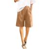 bawilom Cotton Linen Shorts for Women Loose Fit Knee Length Bermuda Shorts Casual Wide Leg Elastic Waist Workout Short+s Yellow view 4