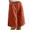 bawilom Cotton Linen Shorts for Women Loose Fit Knee Length Bermuda Shorts Casual Wide Leg Elastic Waist Workout Short+s Orange view 1