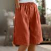 bawilom Cotton Linen Shorts for Women Loose Fit Knee Length Bermuda Shorts Casual Wide Leg Elastic Waist Workout Short+s Orange view 2