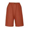bawilom Cotton Linen Shorts for Women Loose Fit Knee Length Bermuda Shorts Casual Wide Leg Elastic Waist Workout Short+s Orange view 3