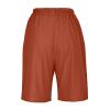 bawilom Cotton Linen Shorts for Women Loose Fit Knee Length Bermuda Shorts Casual Wide Leg Elastic Waist Workout Short+s Orange view 4