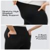 AFITNE Womens Flare Maternity Pants for Work Over The Belly with Pockets Soft Comfy Bootcut Pregnancy Dress Pants Bell Bottom Casual Stretchy Lounge Bootleg Office Slacks Black 31" S view 4