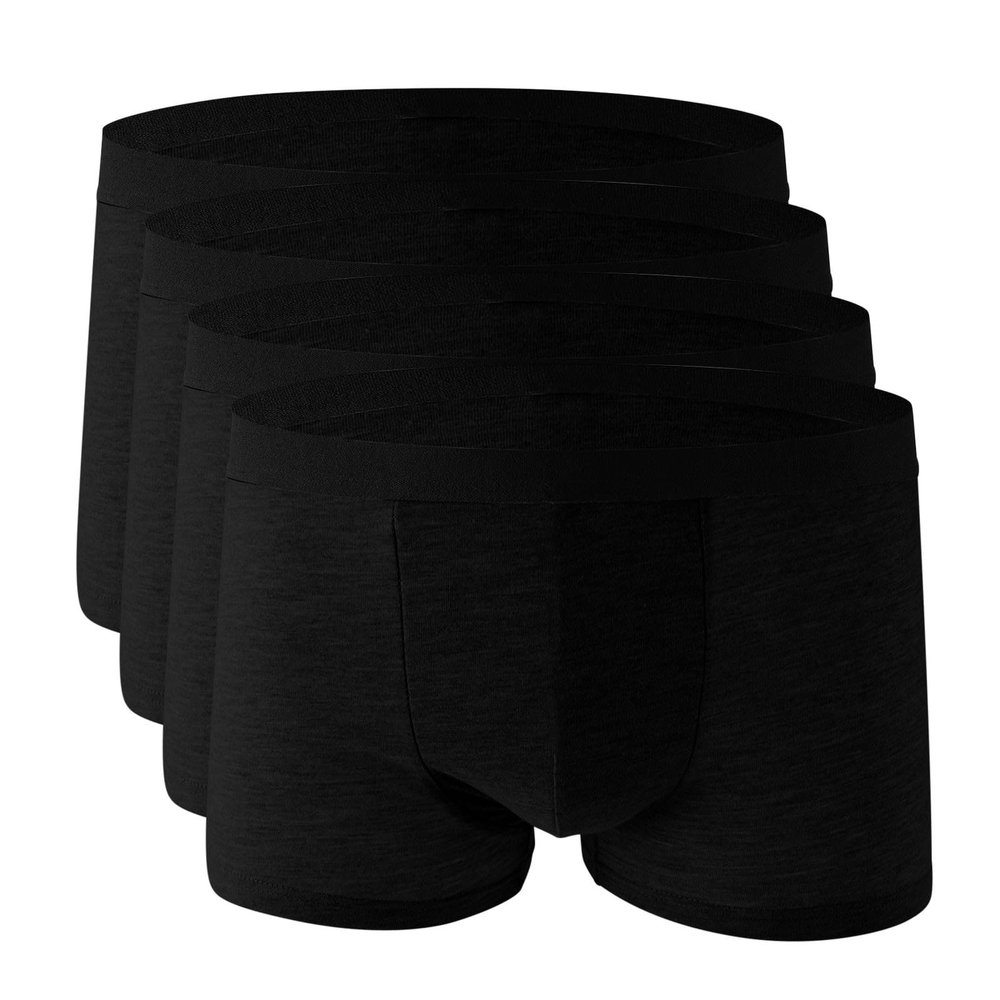 Ctreela 4-Pack Boxer Briefs for Men Anti-Chafing Moisture-Wicking Cooling Underwear for Sports & Daily Wear Solid Color Black