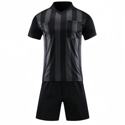 AREOEV Soccer Referee Kit + Shorts Mens Soccer Short Sleeves Referee Jersey referee's Shirt & Shorts Uniform Sport Kit (Black,XXL), XX-Large