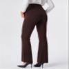 AFITNE Womens Maternity Pants for Work Over The Belly with Pockets Soft Comfy Bootcut Flare Pregnancy Dress Pants Bell Bottom Casual Stretchy Lounge Bootleg Office Slacks Brown 31" 2XL view 2
