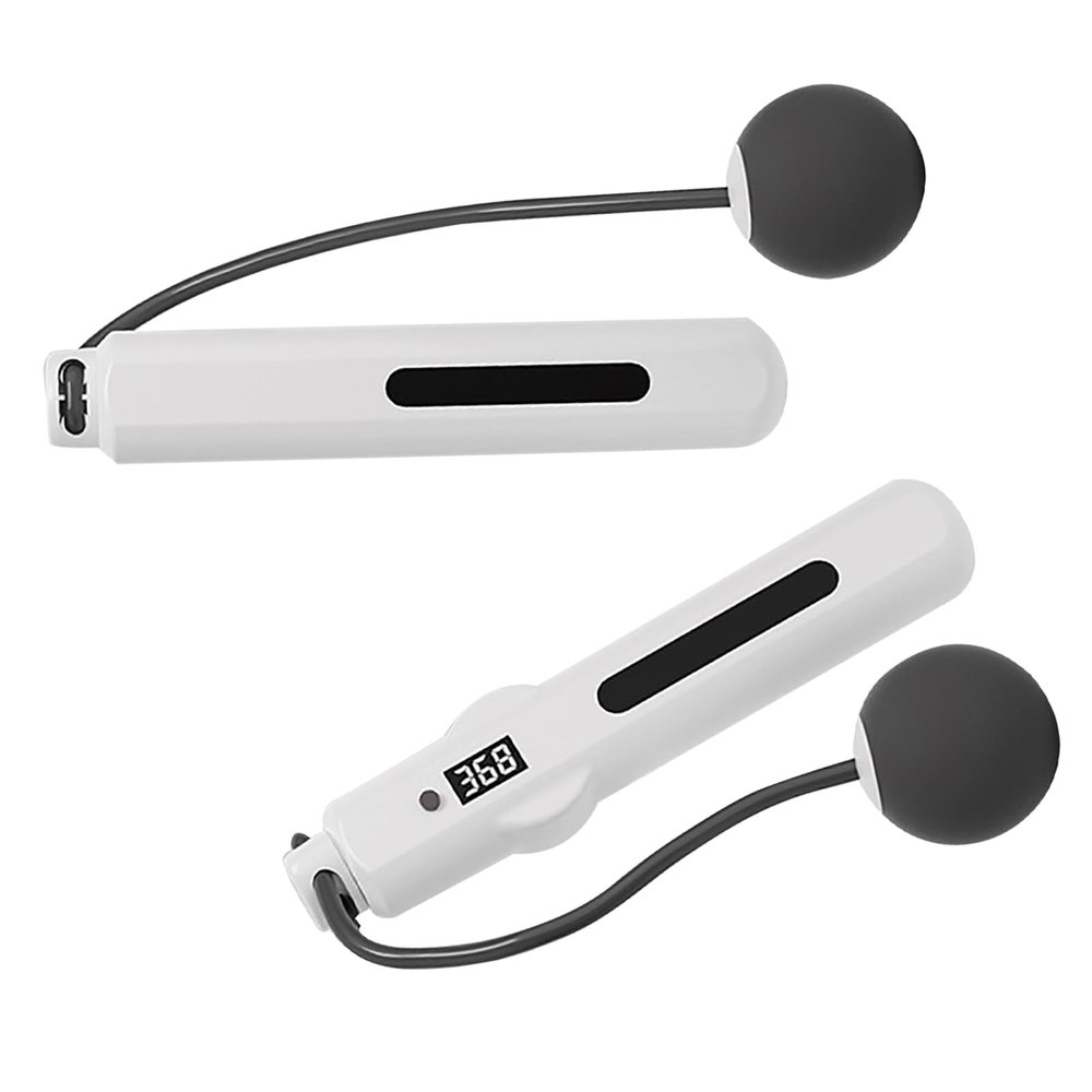 Cordless Rope, Intelligent Voice Broadcasting Portable Weighted Rope Built in Sensor Ball for Fitness (White)