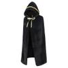 Beisto Halloween Cosplay Cape Hooded Full Length Medieval Wizard Vampire Warm Cloak Party Costume for Adult Men Women, Black view 1