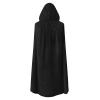 Beisto Halloween Cosplay Cape Hooded Full Length Medieval Wizard Vampire Warm Cloak Party Costume for Adult Men Women, Black view 2