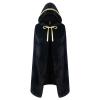 Beisto Halloween Cosplay Cape Hooded Full Length Medieval Wizard Vampire Warm Cloak Party Costume for Adult Men Women, Black view 3