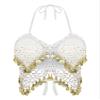 YiZYiF Womens Glitter Sequins Tassel Latin Belly Dance Top Halter Bra Top Dance Costume Dancewear White One Size view 1