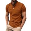 Collarless Golf Shirts for Men Slim Fit Short Sleeve Muscle T Shirt Business Casual Work Polo Shirts with Pockets Orange view 1