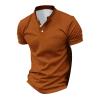 Collarless Golf Shirts for Men Slim Fit Short Sleeve Muscle T Shirt Business Casual Work Polo Shirts with Pockets Orange view 3