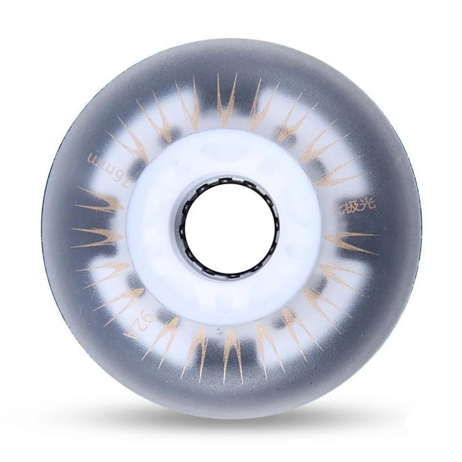 MYTVQRVK Roller Skate Wheels 8pcs Lighting Inline Skate Wheels 92A Flashing 64 68 70 72 76 80mm Shining Slalom Sliding Roller Skating Shoes Tires Patines(White 80mm)