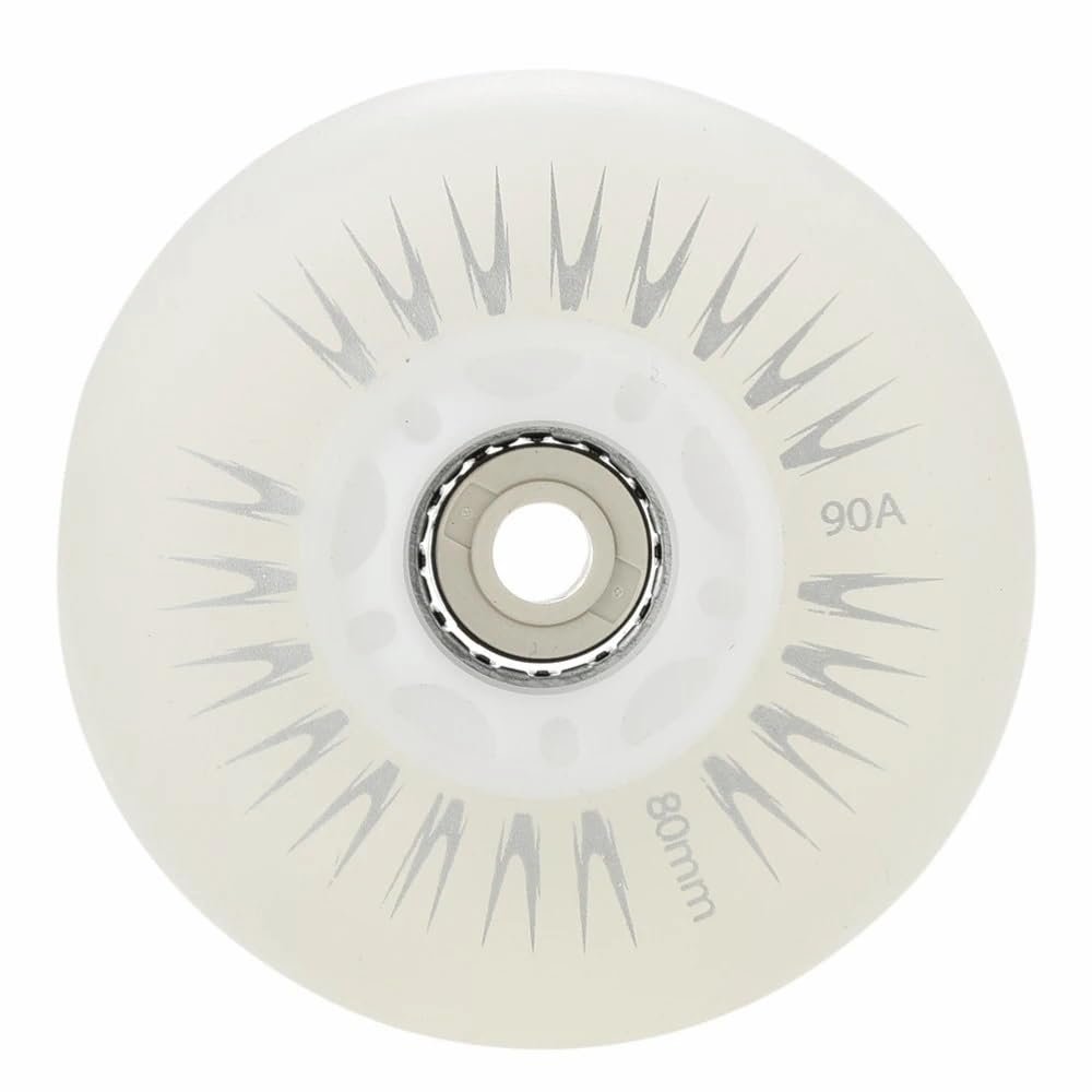 MYTVQRVK Roller Skate Wheels 80mm 90A Inline Roller Skate Wheels 4/2pcs Sliding Skating Flashing Wheel Rollers Durable Luminous Replacement(2PCS 01 white)