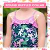 Angel season Toddler Girls Swimsuits 2-3 Kids Bathing Suit Girl One Piece for Little with Upf50+ Cute Ruffle Summer Swimming Suit Swimwear for Girls Quick Dry for Beach Sport Crossback Pink Leaf view 3