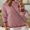 Dokotoo Fashion Womens Sweaters for Women 2026 Long Sleeve Tops Sweaters for Women Red Striped Pullover Sweaters Casual Ladies Fall Turtleneck Sweater Jumpers Tops Large view 4